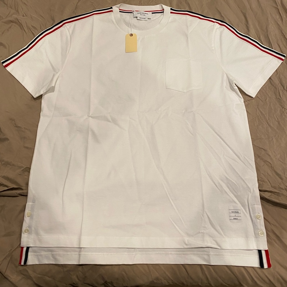 NWT & Receipt Thom Browne T-Shirt White Stripes